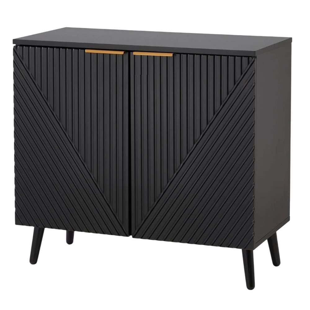 Homrest Fluted Black Sideboard Buffet