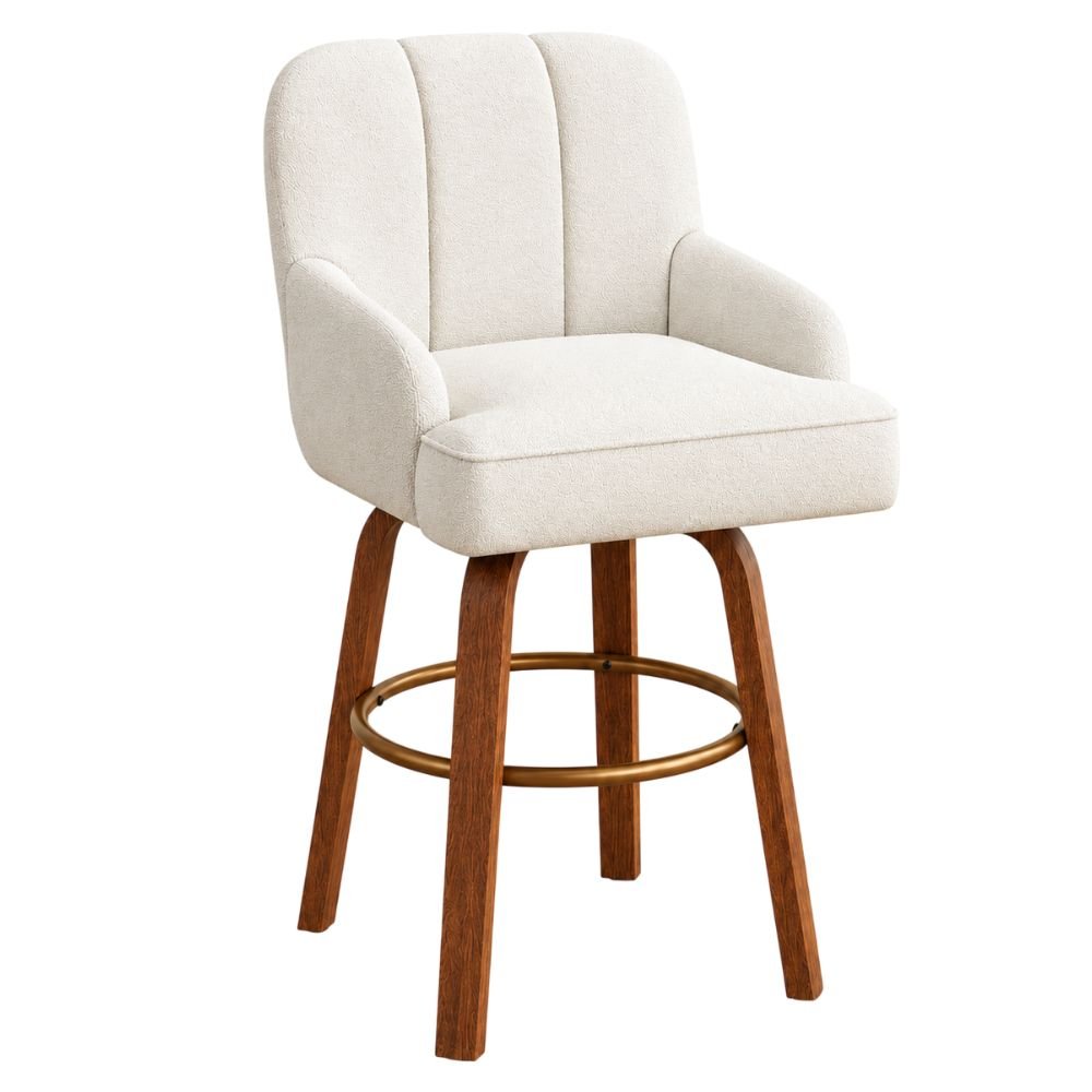 Homrest Swivel Counter Height Stools With Backs and Arms, Set of 2