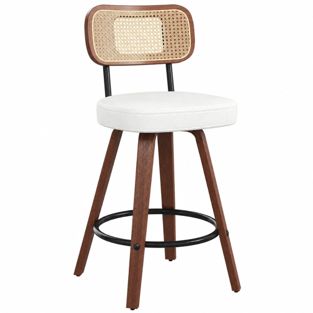 Homrest Swivel Rattan Back Counter and Bar Stools, Set of 2