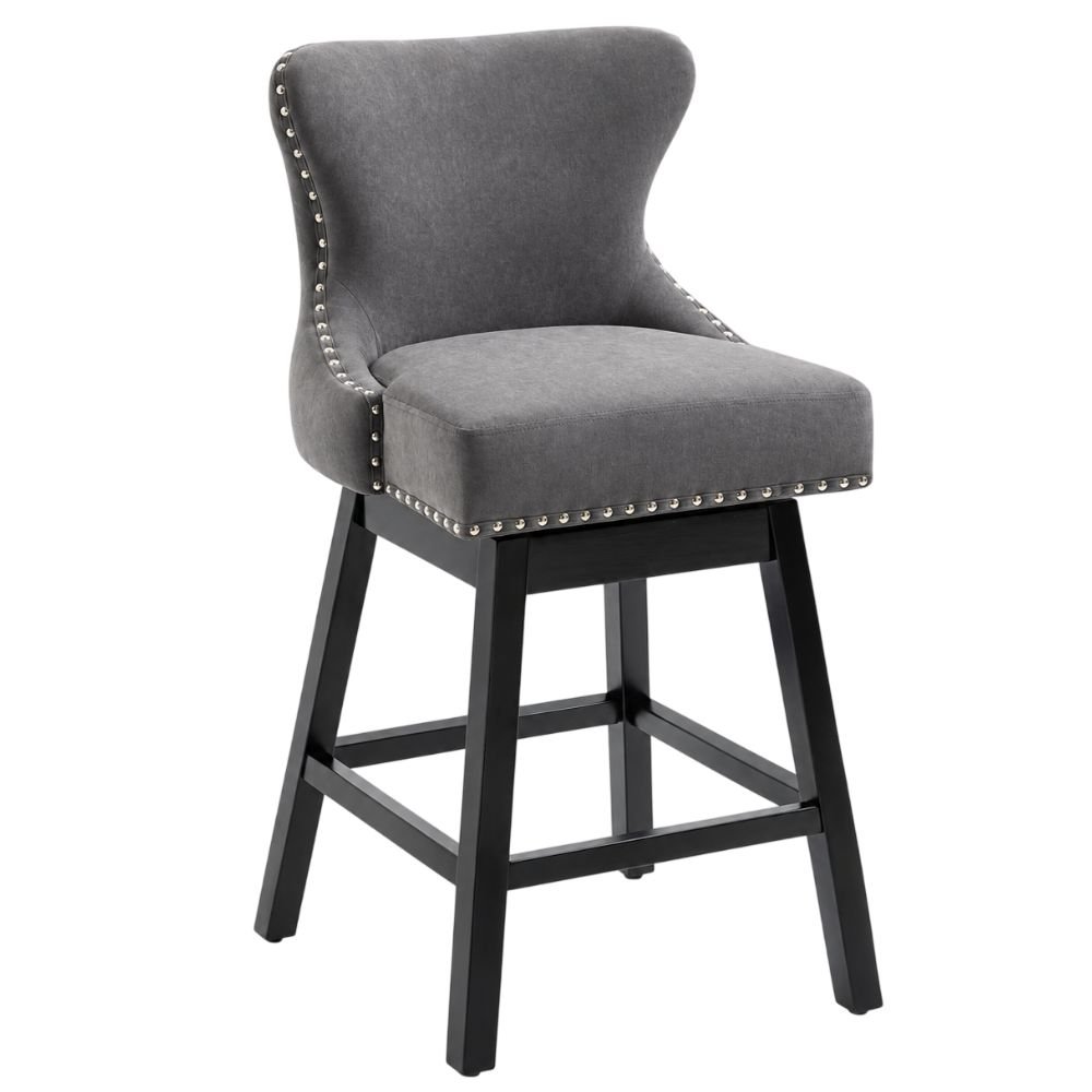 Homrest Swivel Bar Stools With Tufted Back, Set of 2