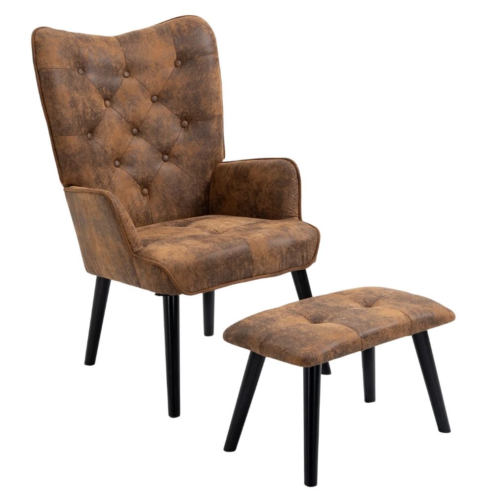 Homrest Wingback Accent Chair With Ottoman