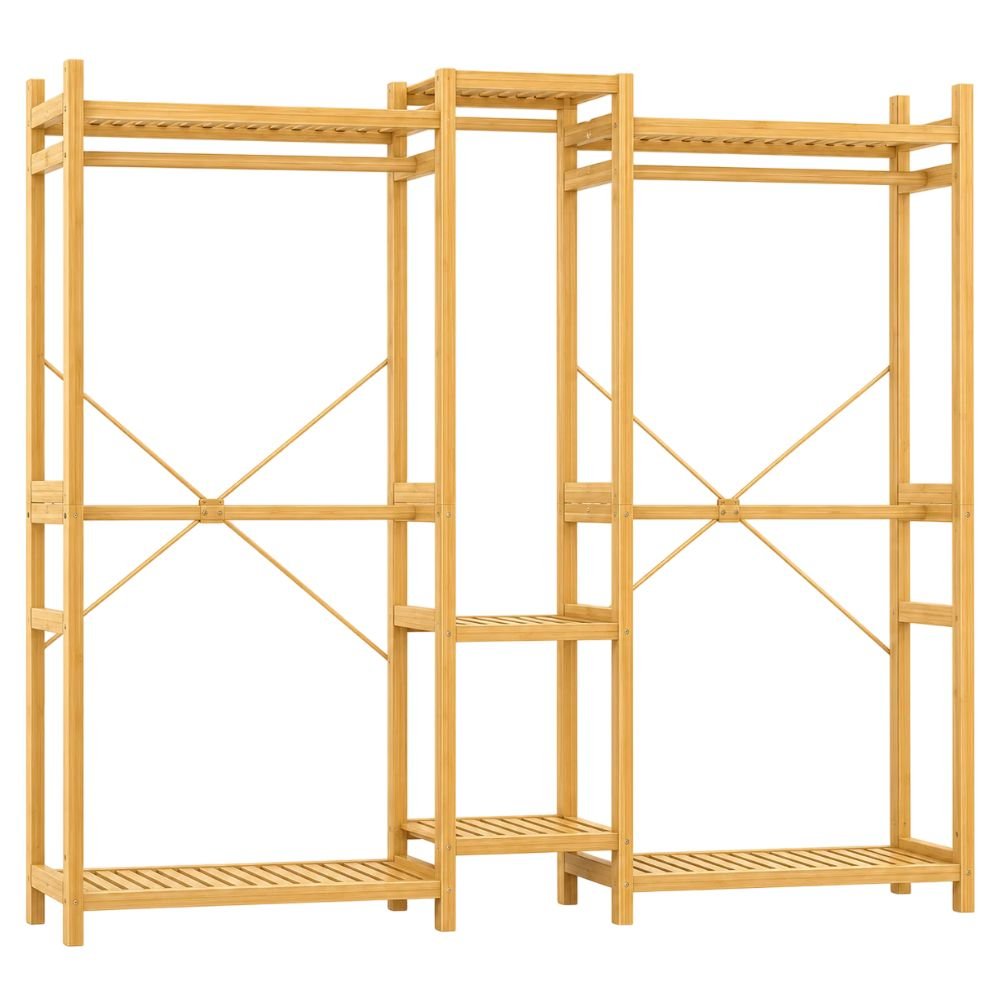 Homykic Bamboo Clothing Rack With Shelves