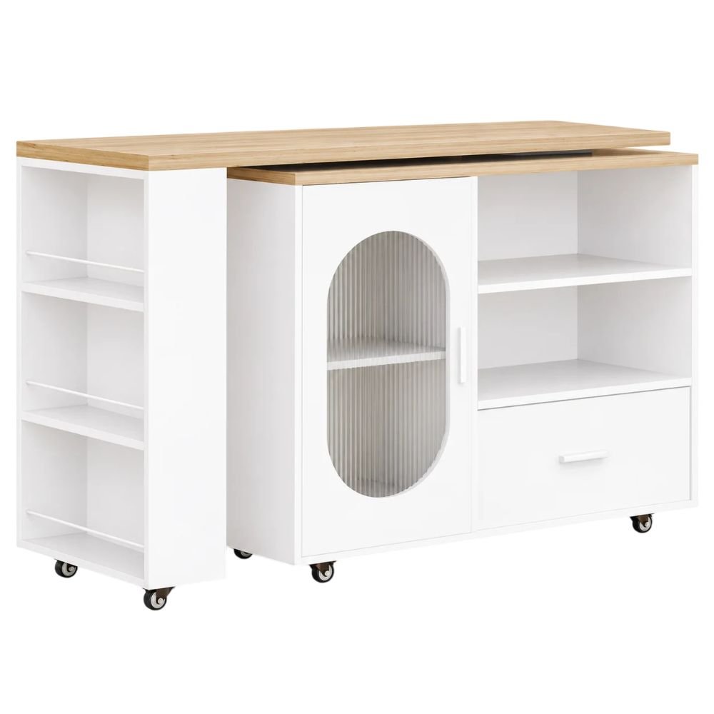 HSH Rolling Kitchen Island With Swivel Table