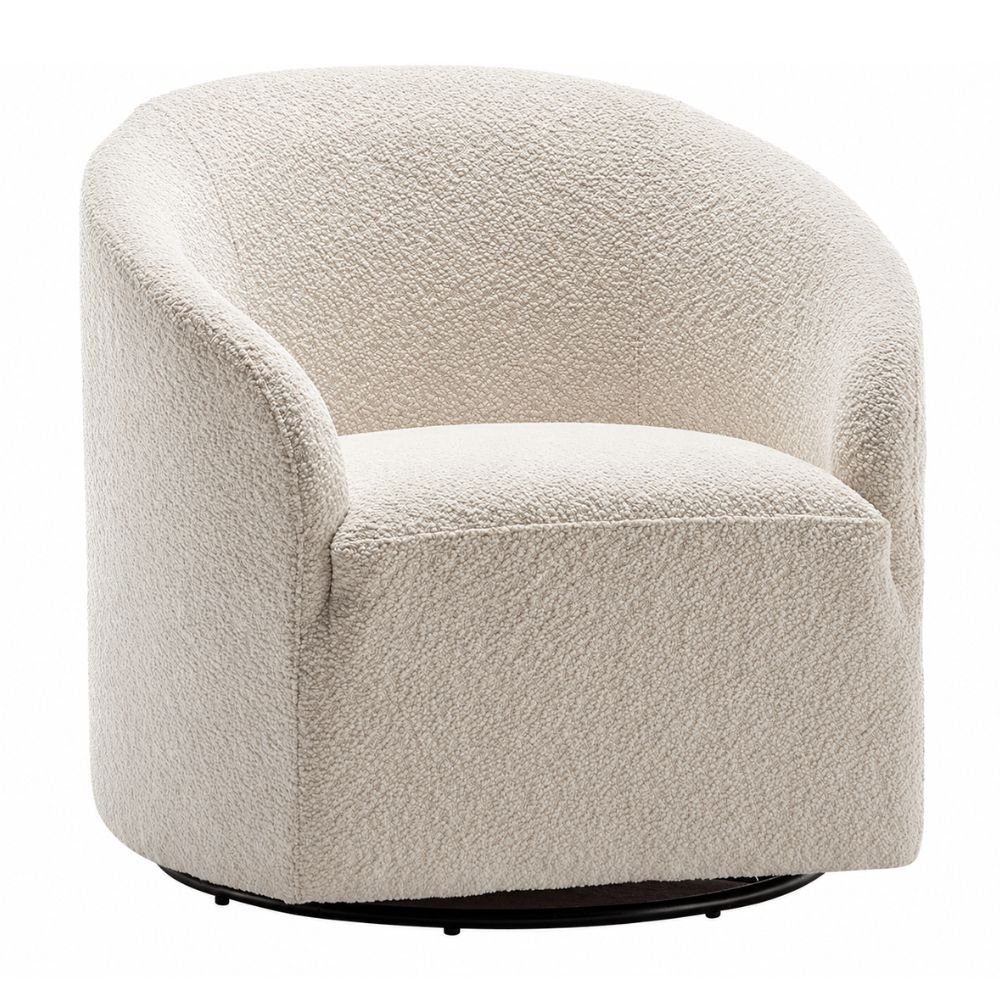 KINWELL Boucle Swivel Barrel Chair