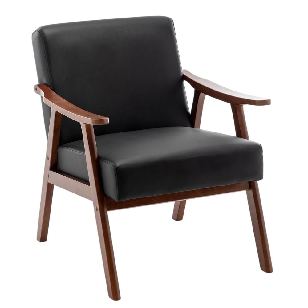 Magipa Mid-Century Faux Leather Accent Chair