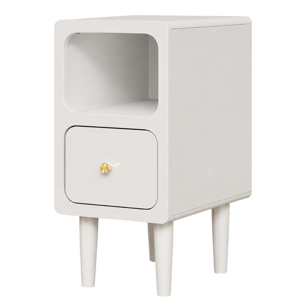 Narrow Solid Wood Nightstand With Drawers