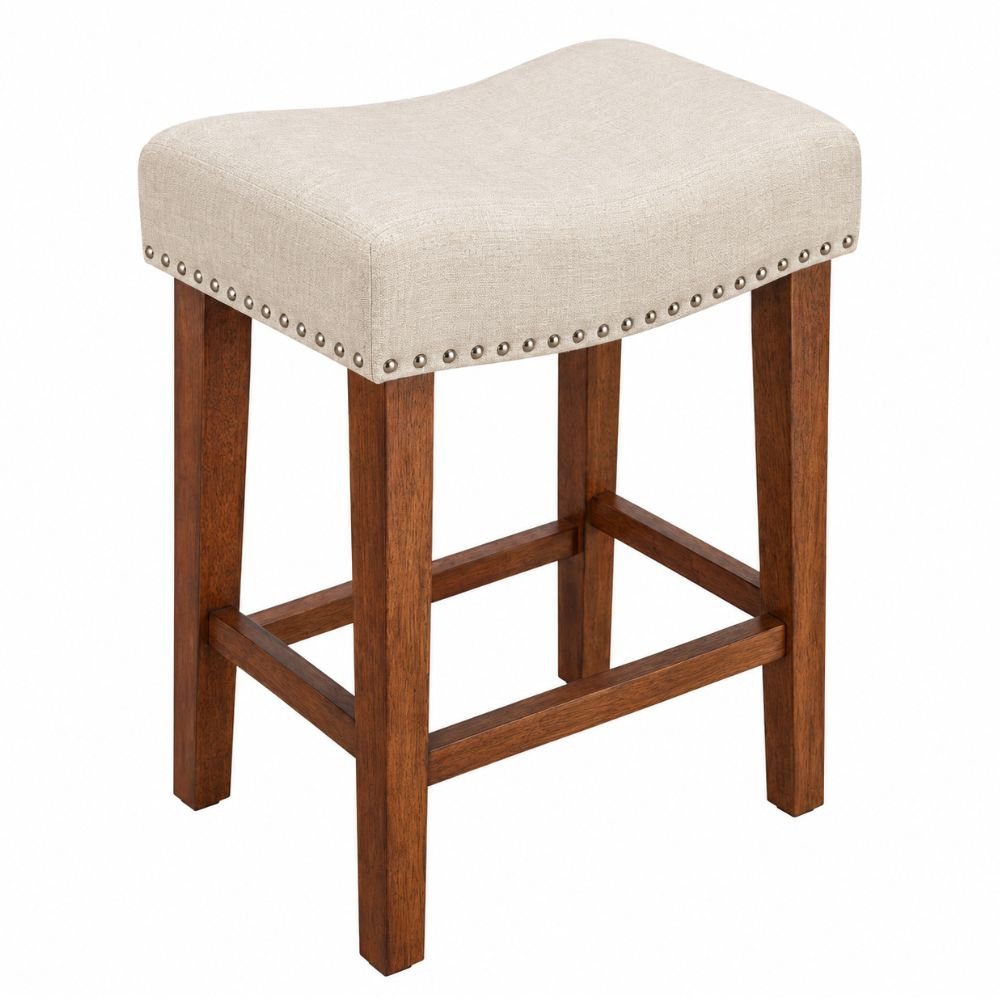 PrimeZone Upholstered Saddle Counter Stools, Set of 2