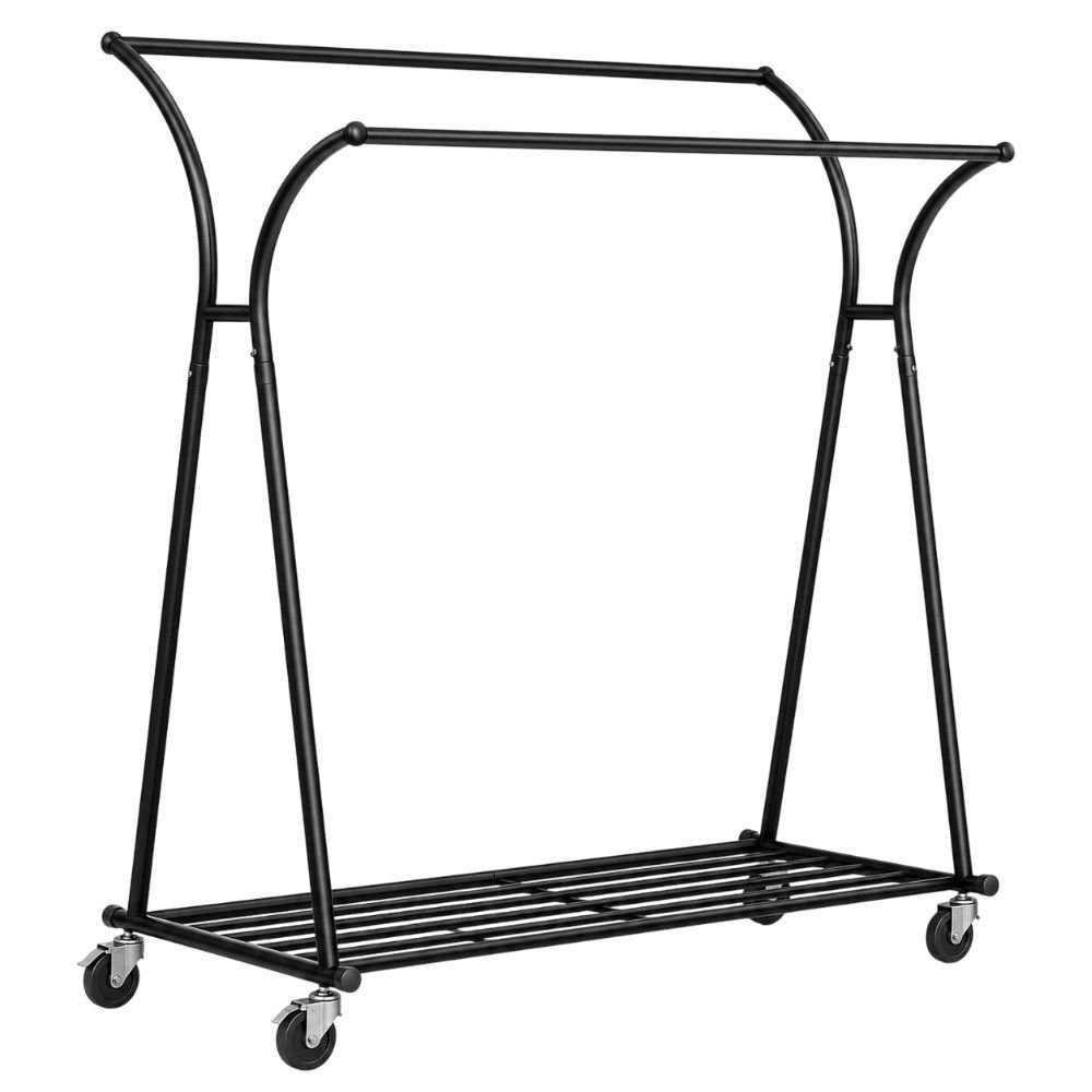 Raybee Double-Rod Rolling Clothes Rack
