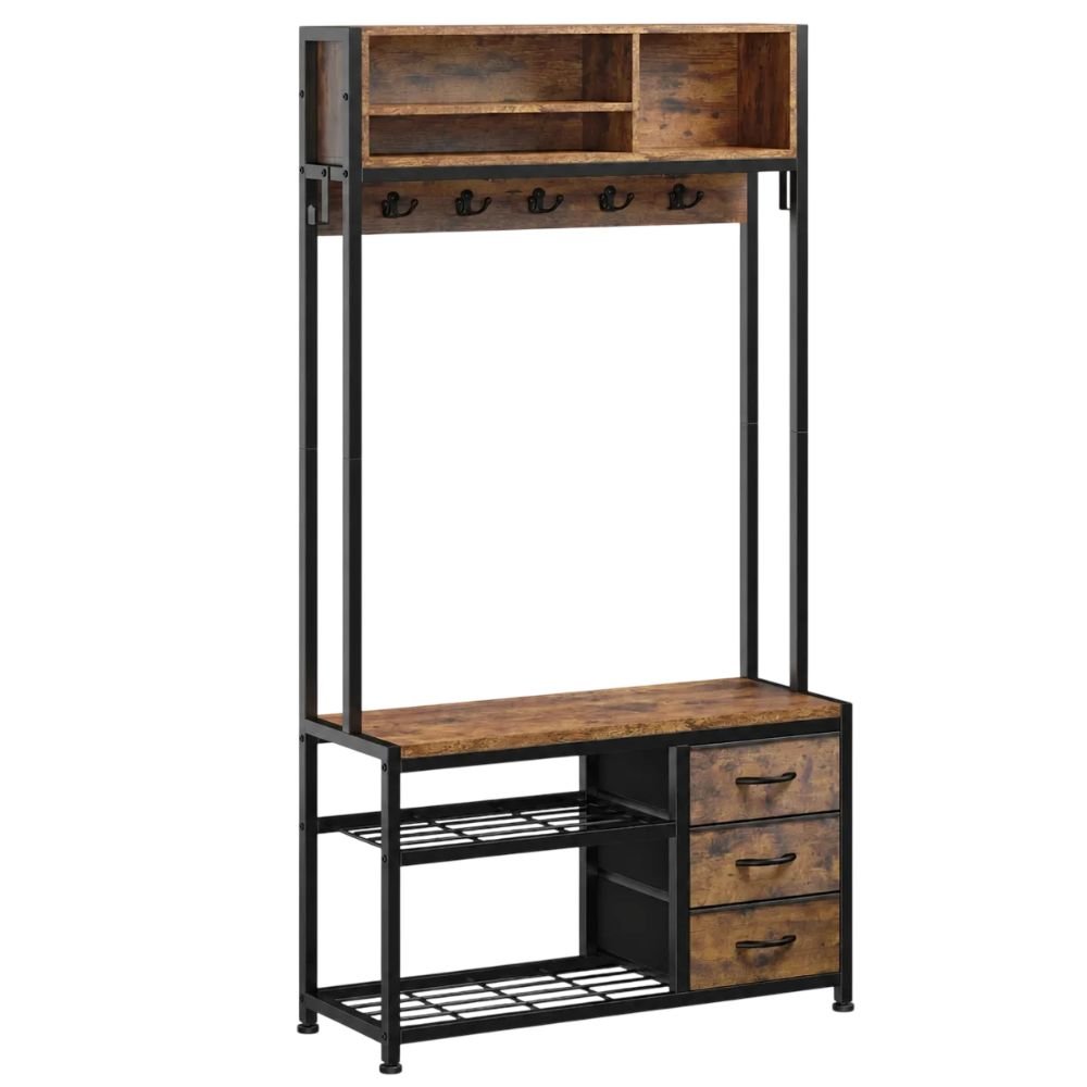 Reibii Raybee Hall Tree With Bench and Shoe Storage
