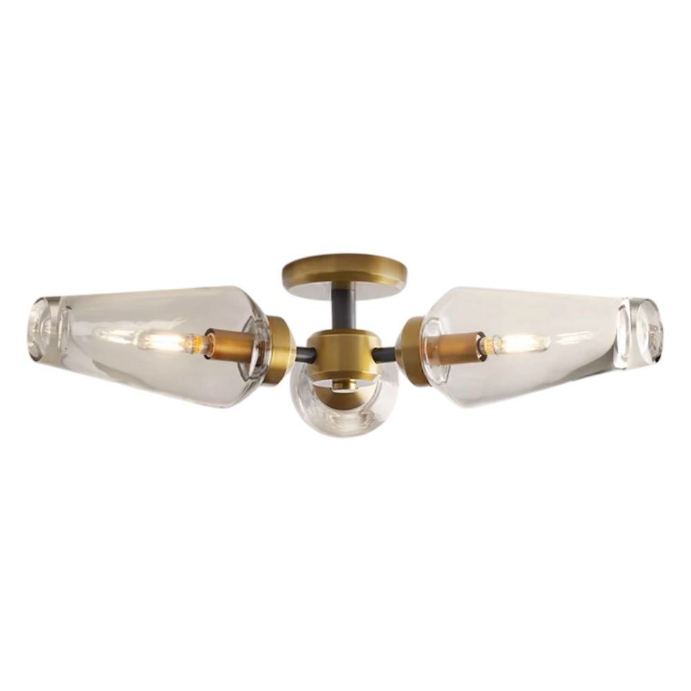 Rowabi Cadenza Brass and Glass Flush Mount