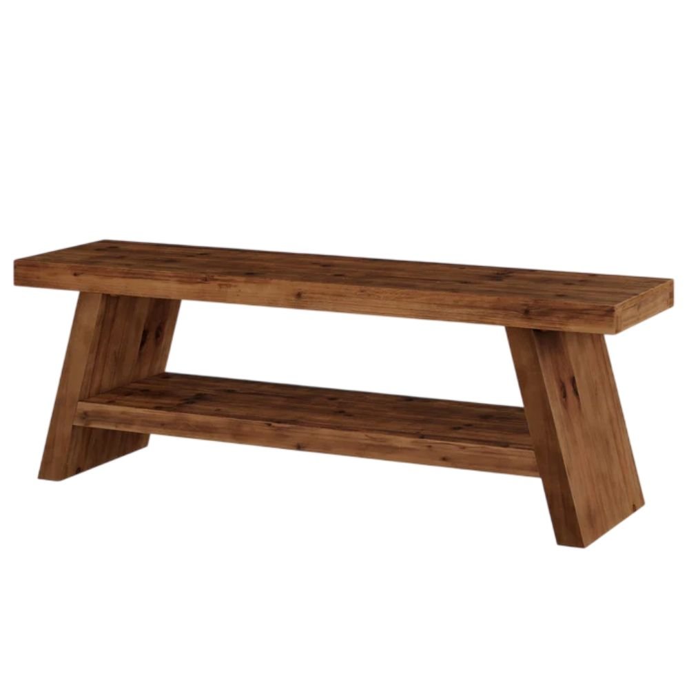 Tribesigns Two-Tier Solid Wood Entryway Bench