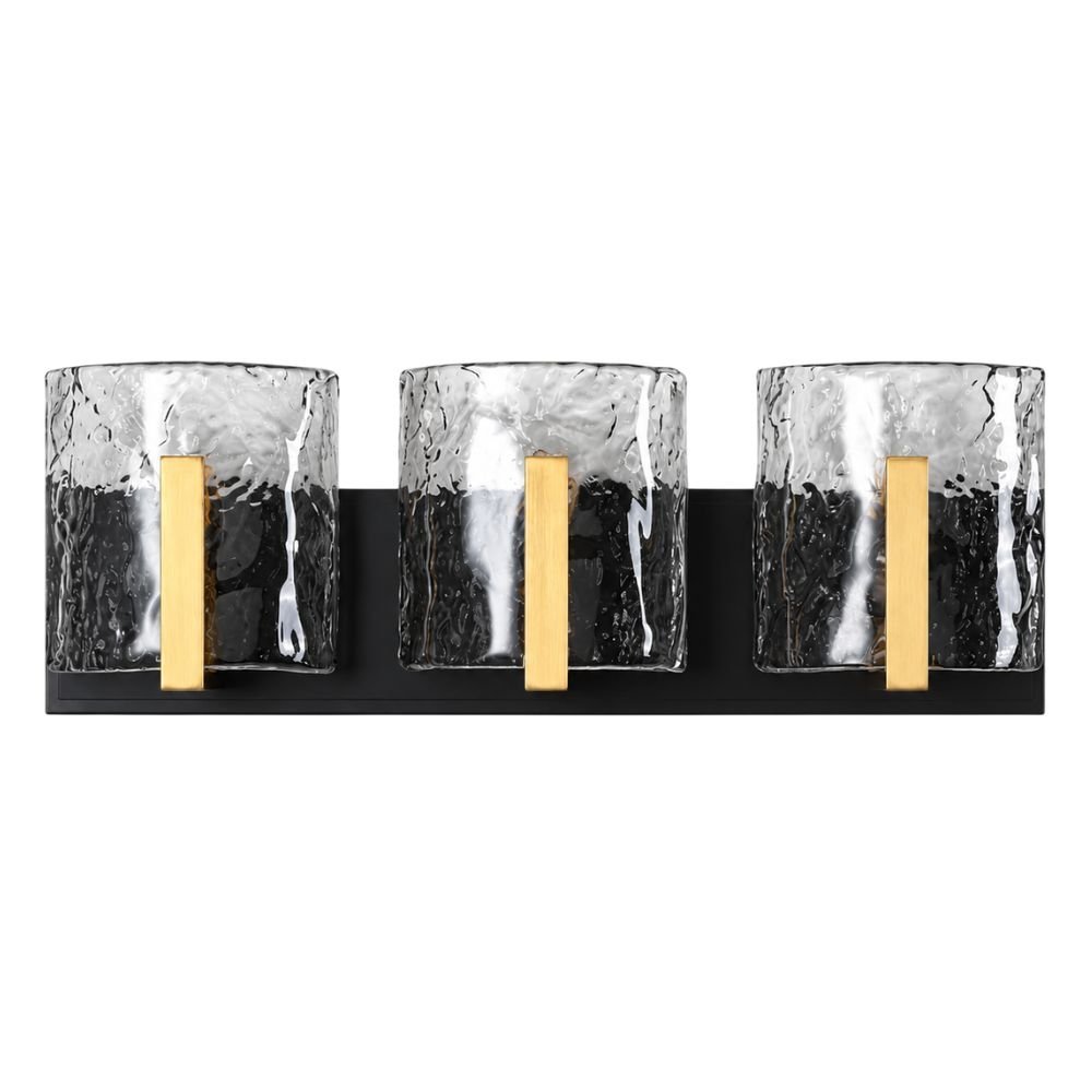Tribesigns 3 Light Vanity Light, Smoky Gray Ripple Glass