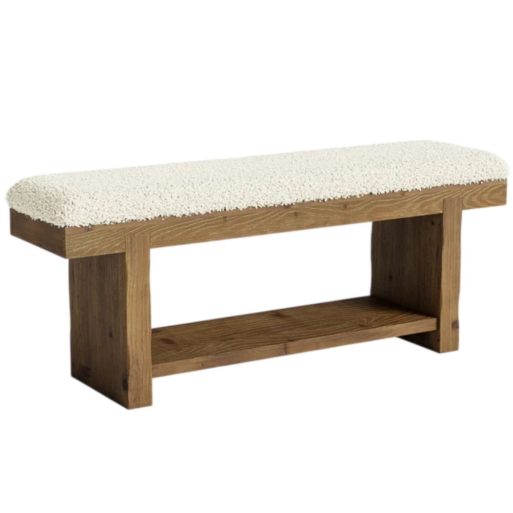 Tribesigns Solid Fir Entryway Bench With Shearling Seat