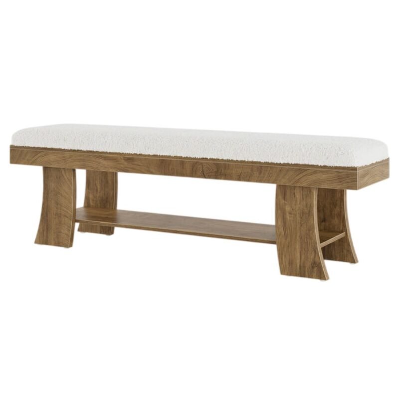 Tribesigns Upholstered Entryway Bench With Shoe Shelf