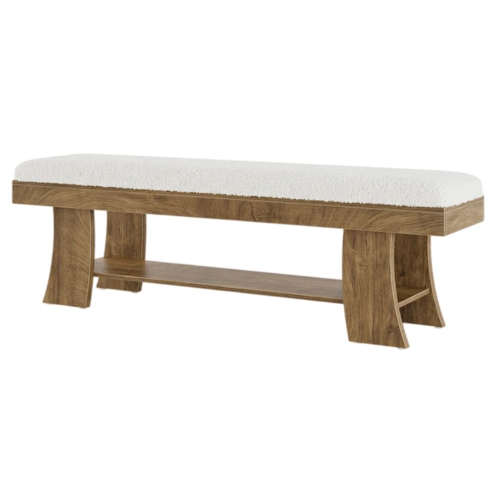 Tribesigns Upholstered Entryway Bench With Shoe Shelf