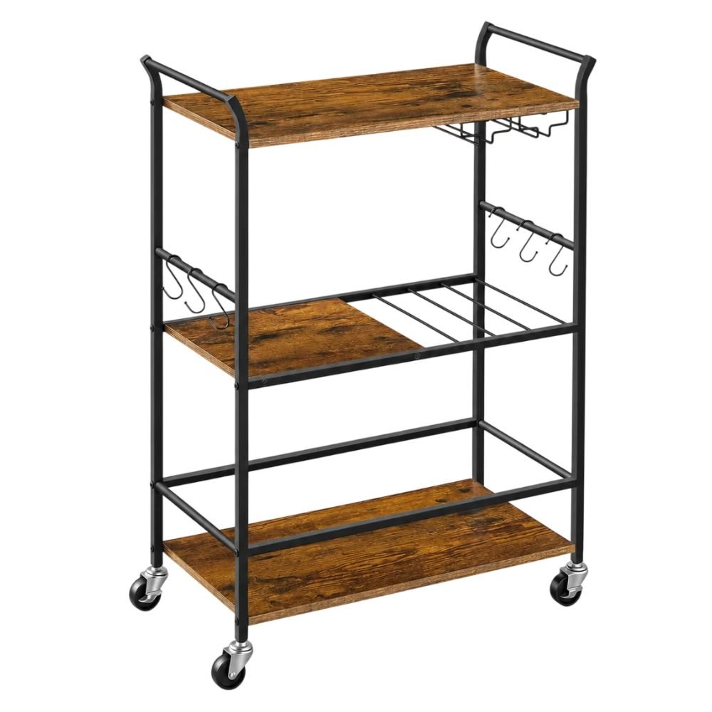 VASAGLE Barnet Bar Cart With Wine Rack and Glass Holders