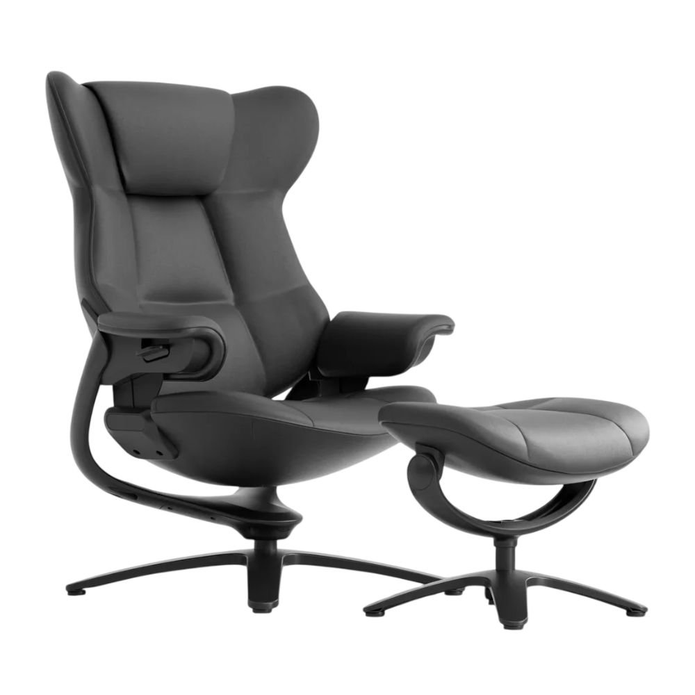 Welax Omidi Mesa Leather Recliner With Ottoman